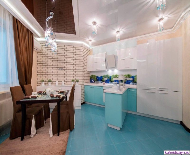 Кухня в бирюзовых тонах