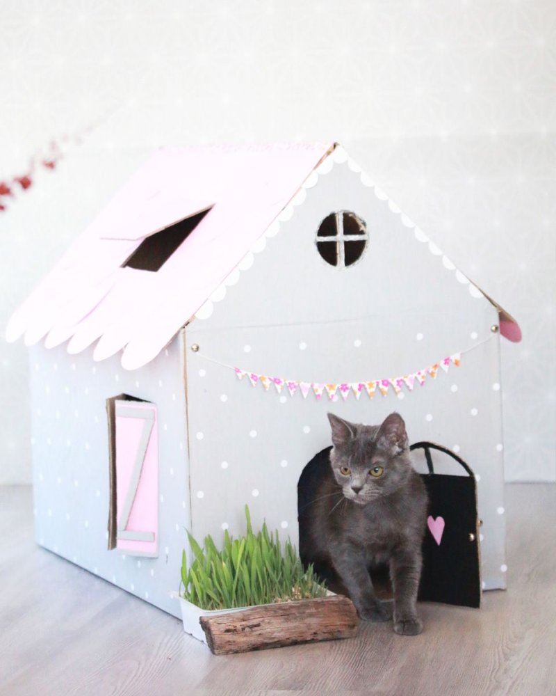 Домики для котов из коробок