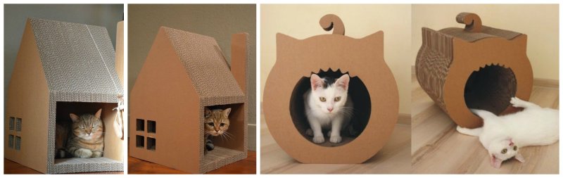 Кошкин дом из картонной коробки