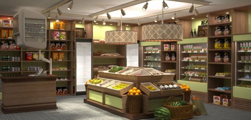 Интерьер продуктового магазина