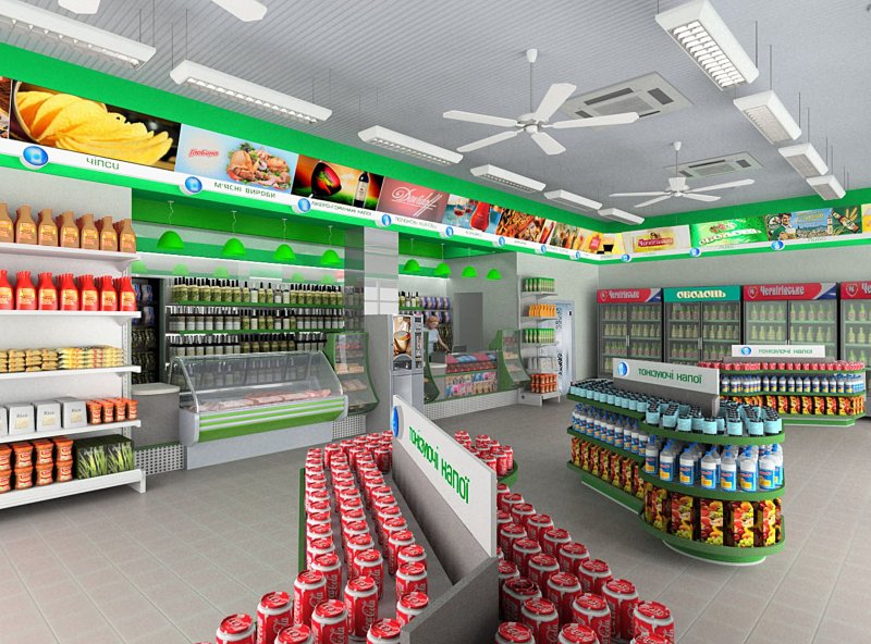 Интерьер магазина продуктов
