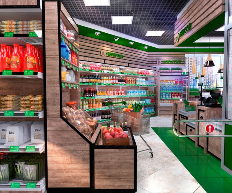 Интерьер магазина продуктов