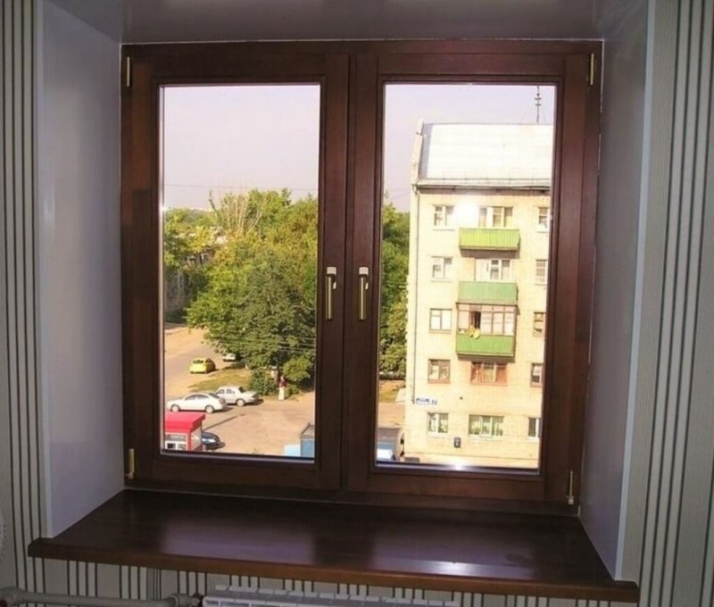 Ламинация окна рехау золотой дуб