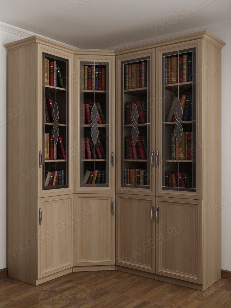 Угловые книжные шкафы малогабаритные
