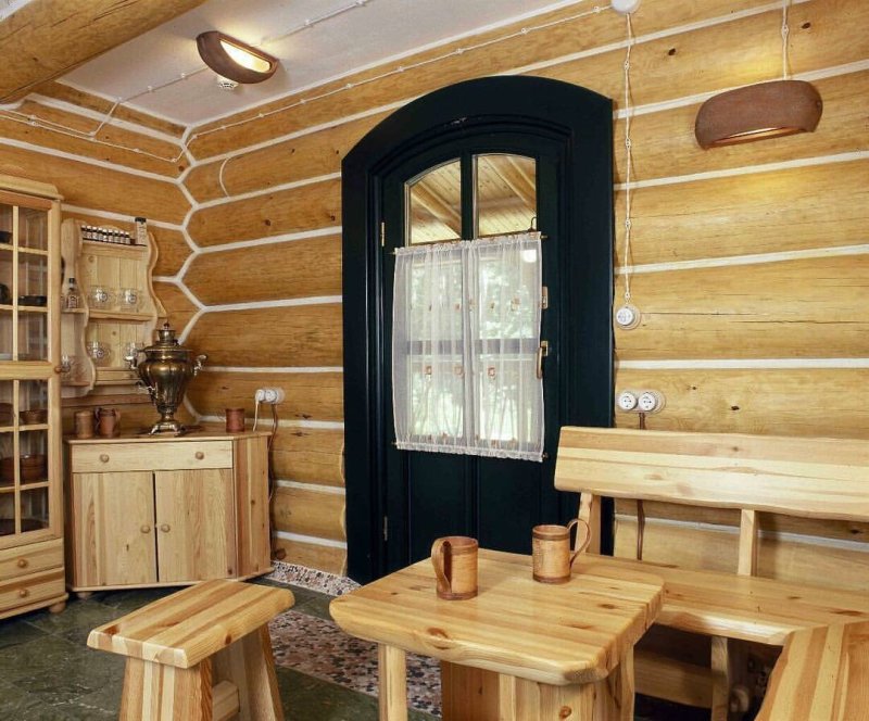 Предбанник в бане дизайн интерьера из дерева