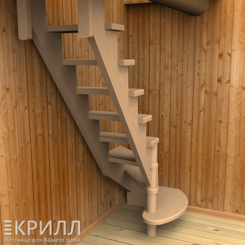 Одномаршевая лестница с забежными ступенями