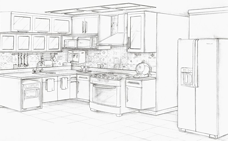 Эскиз интерьера кухни