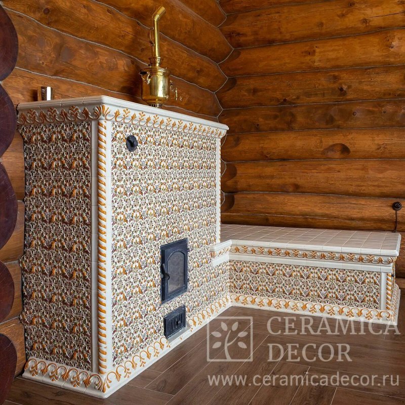 Печь с изразцовой лежанкой изразцовой