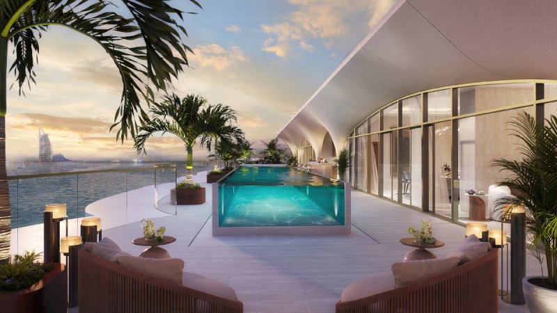 Панорамный бассейн дубай aura skypool