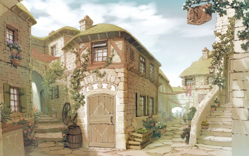 Старинная французская деревня дворик