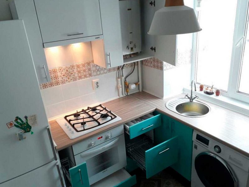 Кухни хрущёвки дизайн с холодильником
