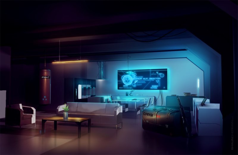 Интерьер в стиле cyberpunk
