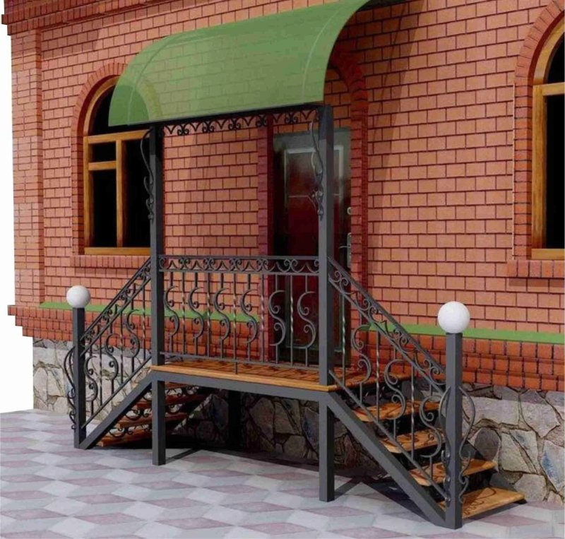 Крыльцо для частного дома с навесом