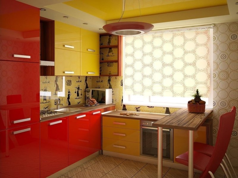 Желтая кухня в интерьере