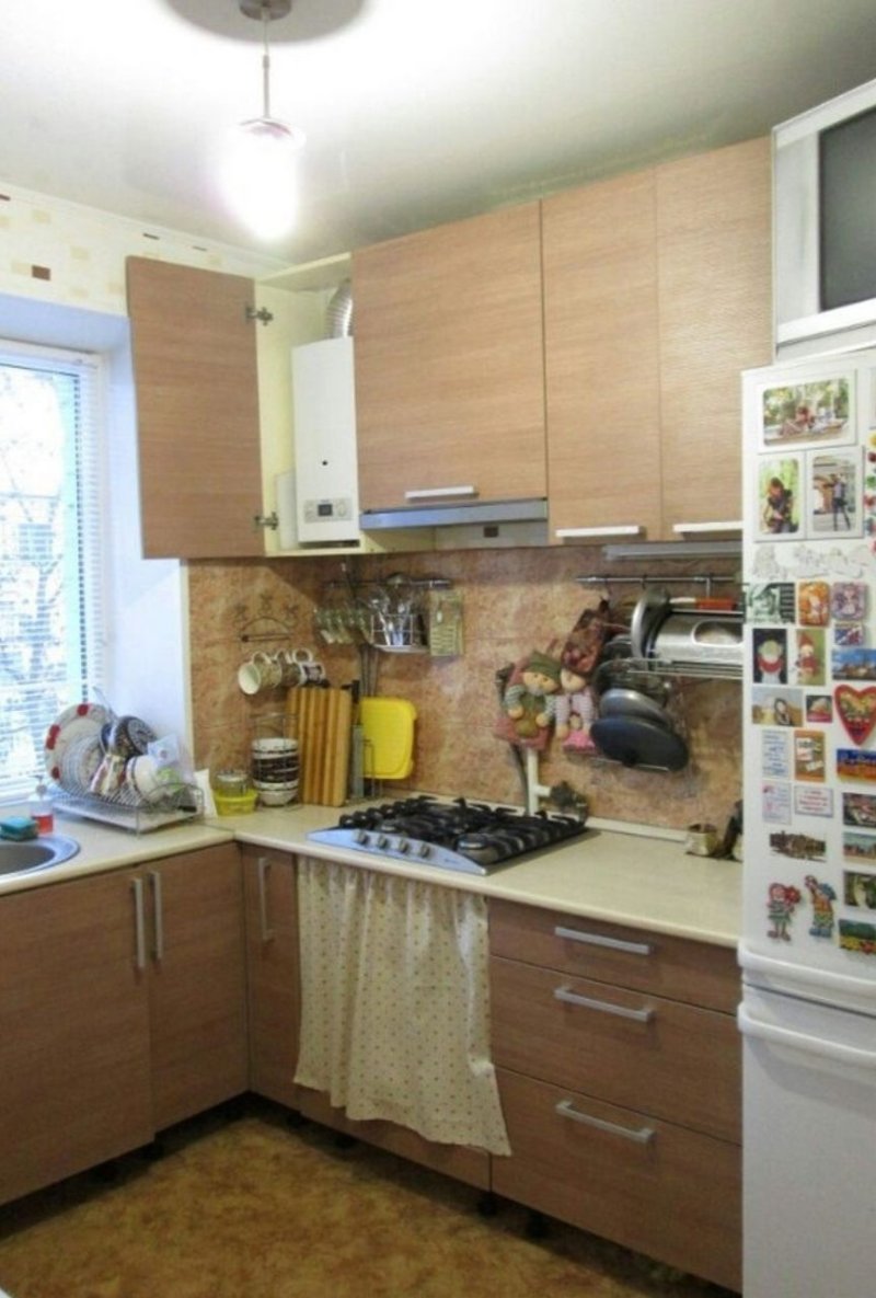 Кухня 6 кв метров хрущевка с колонкой