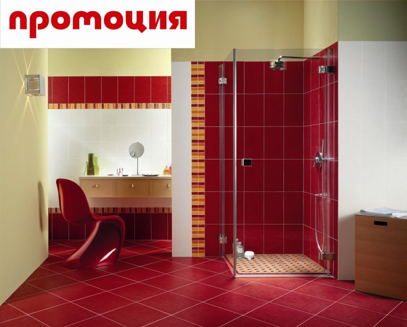 Красная плитка для ванной комнаты