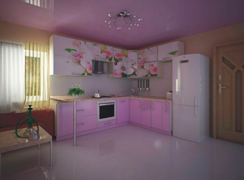Розовая кухня в интерьере