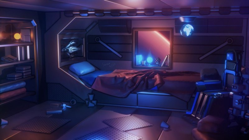 Каюта космического корабля sci fi